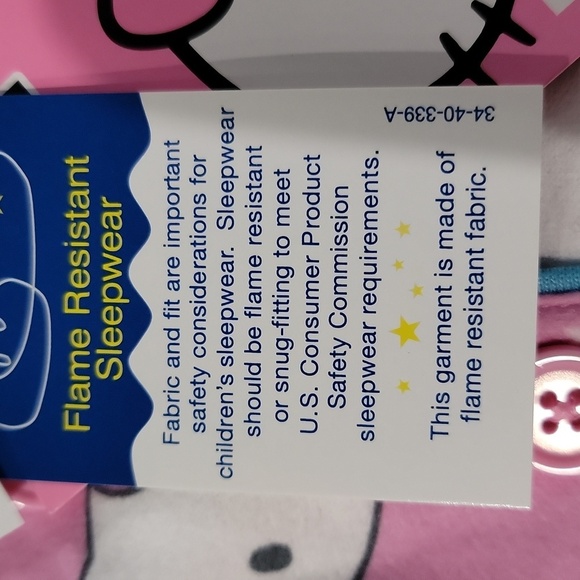 Hello Kitty Pink Kids Pajama top Button down, Long sleeve NWT Size 4 - Picture 5 of 8